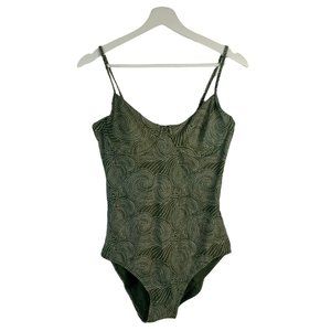 Bitten Sarah Jessica Parker 1 Piece Green White Pattern Underwire Swimsuit Sz L